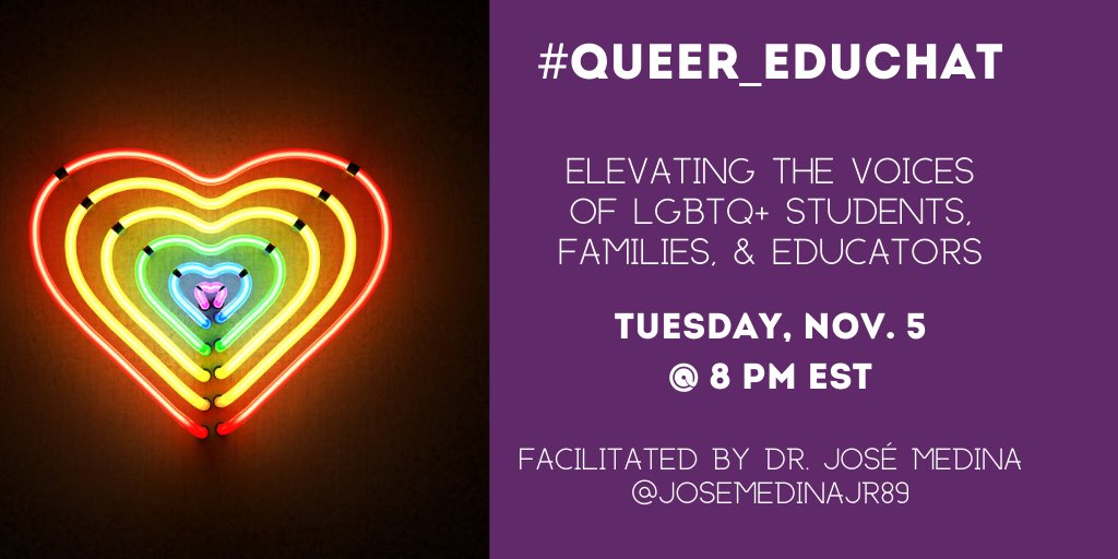 JoseMedinaJr89's tweet photo. #DualLanguage #teachers, una de las metas es la competencia sociocultural. ¿Cómo ha elevado las voces de sus #estudiantes y las #familias #LGBTQ de PK-12?  ¿No? ¿Por qué no? Join me for this #Queer_EduChat! https://t.co/xVhKvI1fXy