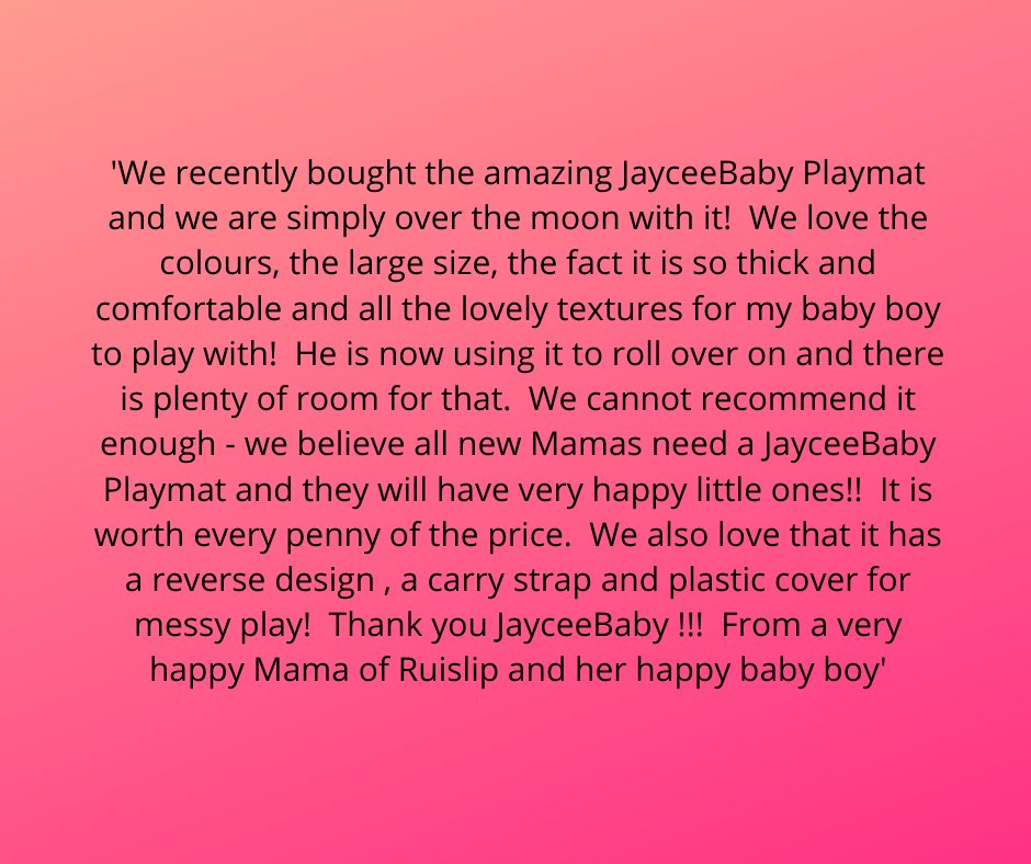 jayceebabyplay's tweet photo. We got this amazing feedback from one of our happy customers today and it just made our day!

Thank you Mama of Ruislip; we wish you and baby lots of happy playing!

#review #thankyou https://t.co/IOfqYKNWCs