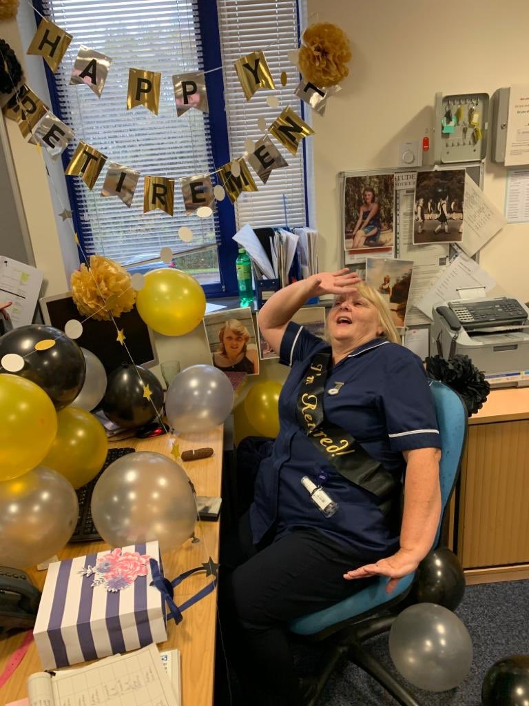 Goodbye and good luck to Jacky, retiring today after 38 years in the NHS!! We will all miss you lots, keep in touch!! 💖😘 <a href="/SelinaSmallwood/">Selina</a> <a href="/lindawr06210728/">Linda Wright 💙 🇺🇦</a> <a href="/nicswifty68/">NiKki</a> <a href="/VickyNe03664800/">Vicky Nelson</a> <a href="/CharlotteeMulv/">CharlotteMulvanny</a>