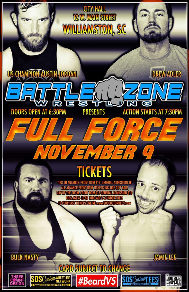 austinjordan864's tweet image. @RealBattleZone returns to Williamston this Saturday!