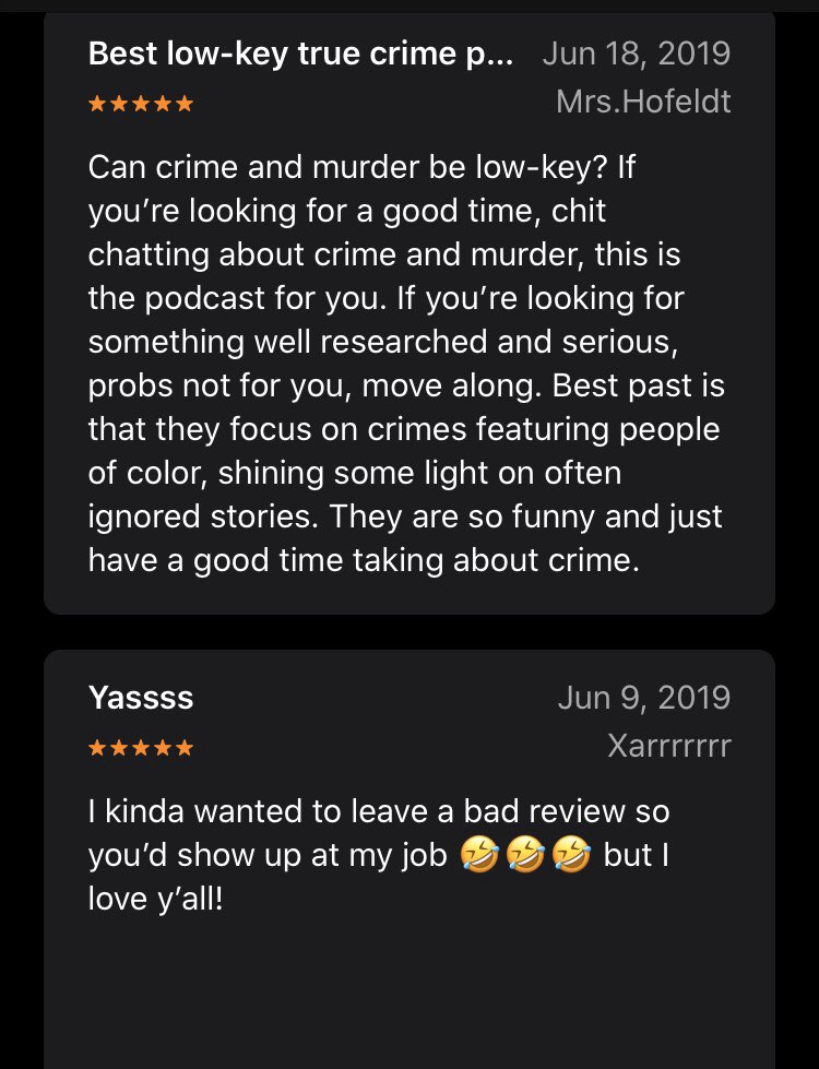 🚨🗣 WE HIT 500 REVIEWS! These are our giveaway winners! You 2 have until midnight Sunday, November 10th to email us your address &amp; size (itsaboutdamncrime@gmail.com). If prizes are not claimed we will be picking a new winner(s) on 11/11/19! THANK YOU ALL for your reviews! 😊