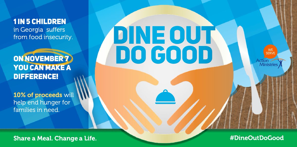 Don't forget to mark your calendars for #DineOutDoGood on THIS Thursday! 10% of proceeds will help end hunger for families in need. To learn more, visit actionministries.net/dodg/ #ActionRome #ActionCovington #ShareAMeal