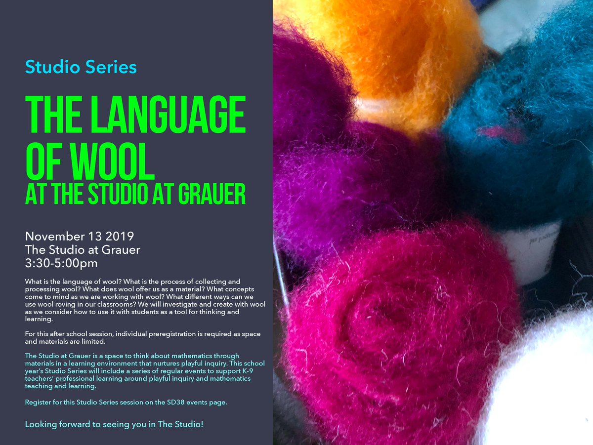 Richmond teachers - The Language of Wool, our first after school Studio Series workshop is open for registration: events.sd38.bc.ca/events/studio-… #sd38learn
