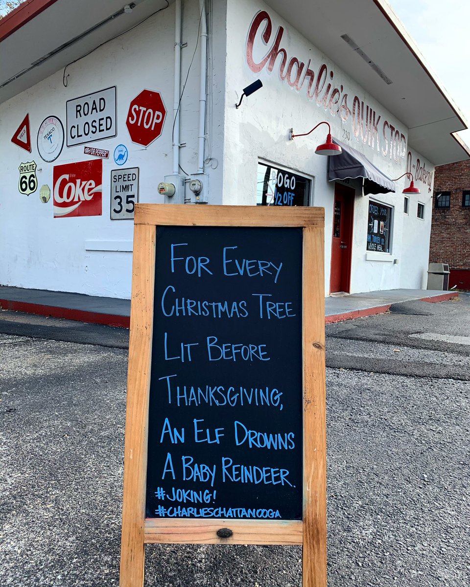 charliesnooga's tweet photo. Too much? 🤣 I just really can’t wait until Thanksgiving!!! How early do y’all put out the Christmas decorations? @harold_stockburger don’t answer. 🤣🎄 #charlieschattanooga #chattanooga #fatpantsready https://t.co/3CceXhMxE6
