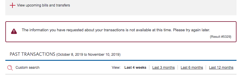 Nirusha_'s tweet photo. @cibc Your phone app and web page are both showing that 'transactions are not available at this time.' What gives? #cibc #onlinebanking #cibconline #cibcbanking https://t.co/ONNLPml6oh