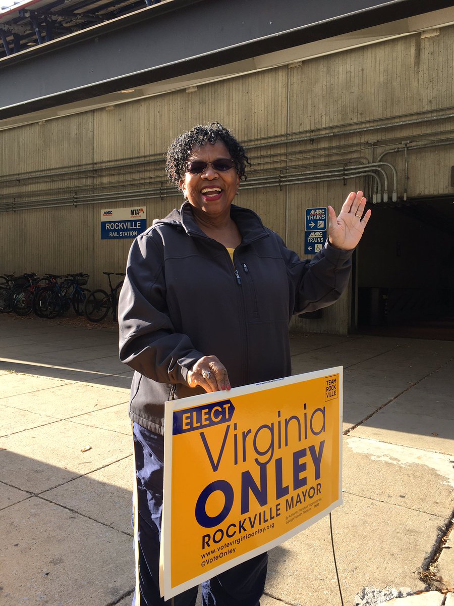 VoteOnley's tweet photo. I was out at the Rockville Metro this morning to encourage voters to turn in ballots. Many folks stopped to say they have voted and to wish me good luck. 

All ballots are due by 8pm TONIGHT! @TeamRockville #ElectionDay https://t.co/eHe0rT79mo