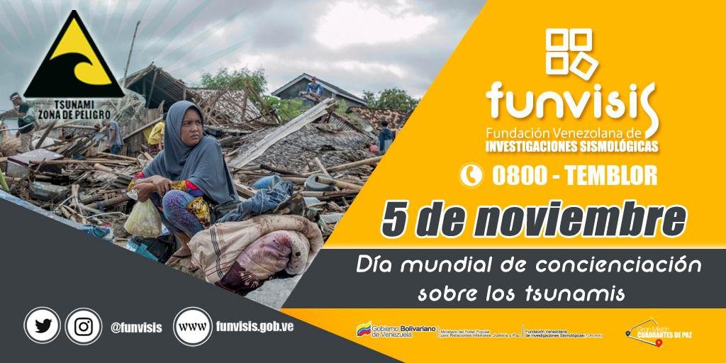 FUNVISIS's tweet photo. #5Nov 📌| Hoy conmemoramos en el mundo el Día mundial de la Concienciación sobre los #Tsunamis, fecha que tiene como objetivo incentivar la promoción dentro de las comunidades de contenido acerca de qué hacer y cómo actuar ante la ocurrencia de este fenómeno natural🌊 https://t.co/7Y6w52MOzb