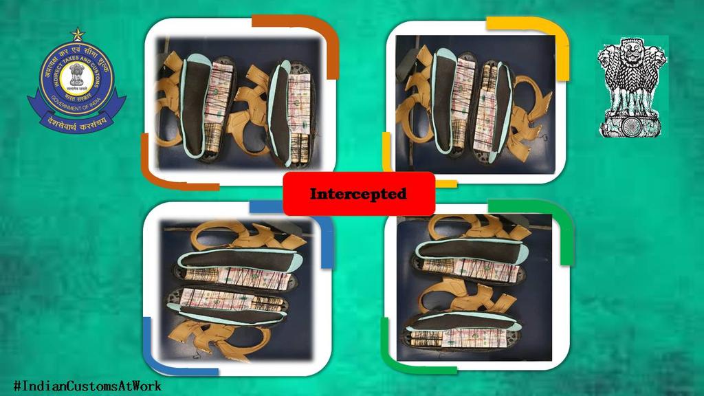 Customs@IGIA seized 47,200 UAE Dirhams, equivalent to Rs.8,89,720 on 04.11.19, concealed in the footwear soles of a Dubai-bound pax. He also admitted to illegal export of Foreign Currencies totalling Rs.53,38,320 incldg past visits. The pax has been arrested. #cbic_india #finmin