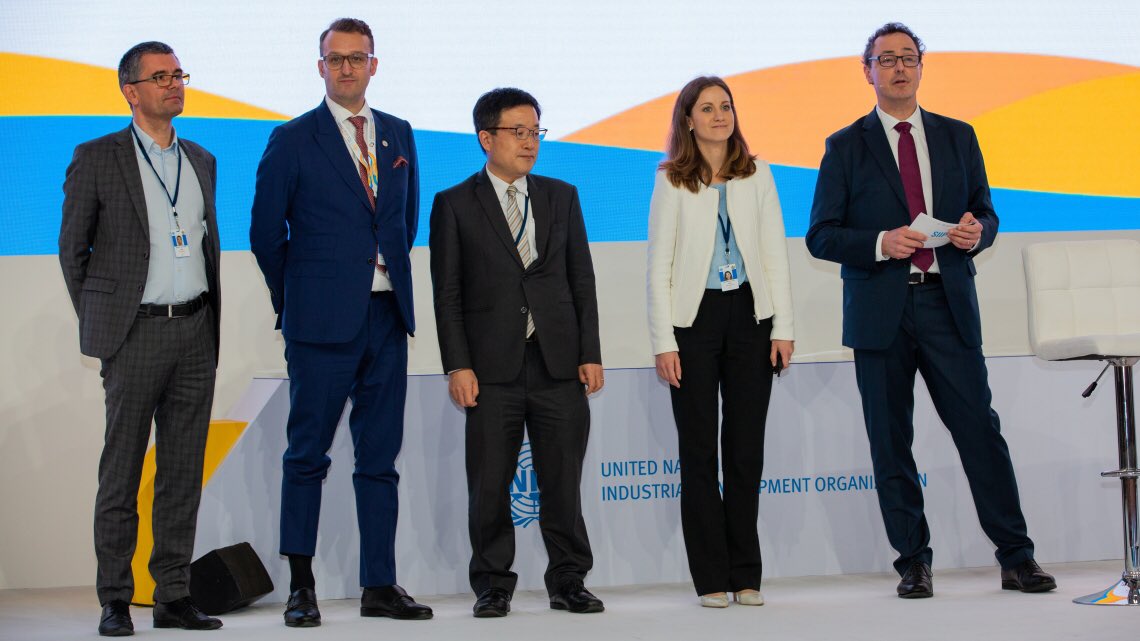 UNIDO's tweet photo. On the 2nd day of #UNIDO18GC, we organized a Circular Economy event, supported by the Government of #Italy, which immersed the attendees in a real-life investment pitch session.
#UNIDOenvironment 🌱
More details here: https://t.co/fO691E0Tdn https://t.co/LhIa3JANtD