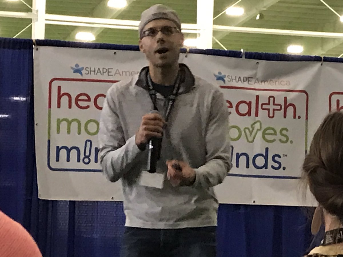Brooks01CL's tweet photo. So excited to be at @IndianaSHAPE getting inspired by @MrHorne101 with #scholarlyraps , multisensory multilevel #HealthEd and other ways to make our magic for students https://t.co/tSVyz7zuiW