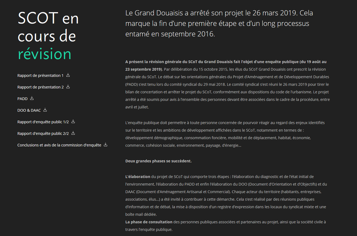 SCoTGrandDouais's tweet photo. L'enquête publique de la révision du SCoT a été cloturée le 23 septembre. La commission d'enquête a rendu un avis favorable, pour consulter les rapports et avis rendez-vous sur: https://t.co/IIVck8Vbrp
rubrique scot en cours de révision! #scot #granddouaisis #enquetepublique https://t.co/ik2WQnjoTF