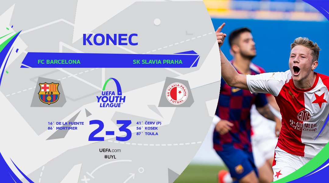 slavia_eng's tweet photo. FULL TIME | Barcelona 2-3 Slavia
Great 2nd half by Slavia U19! Kosek gave us lead, Martimer equalzed and Toula headed our third into the net on 87th minute! 👏👏👏
🔵🔴 2-3 🔴⚪️ #barslaU19 https://t.co/V69Smhw0f7