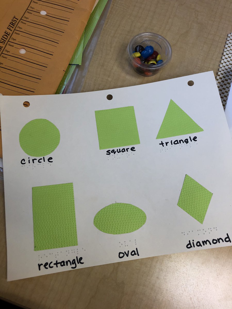KimlovesBraille's tweet photo. Tactile shapes (and M&amp;Ms) are on deck for today. #babybraille #lookingwithfingers #differnet≠less https://t.co/8wtltlMG0x