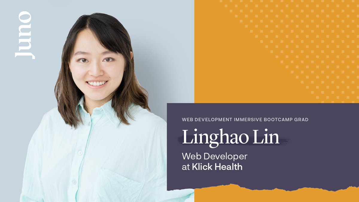 junocollege's tweet photo. Today @linghaolin starts as a Web Developer at @klickhealth Have a great first day Linghao! #JunoGrads https://t.co/FkVS4NePxz