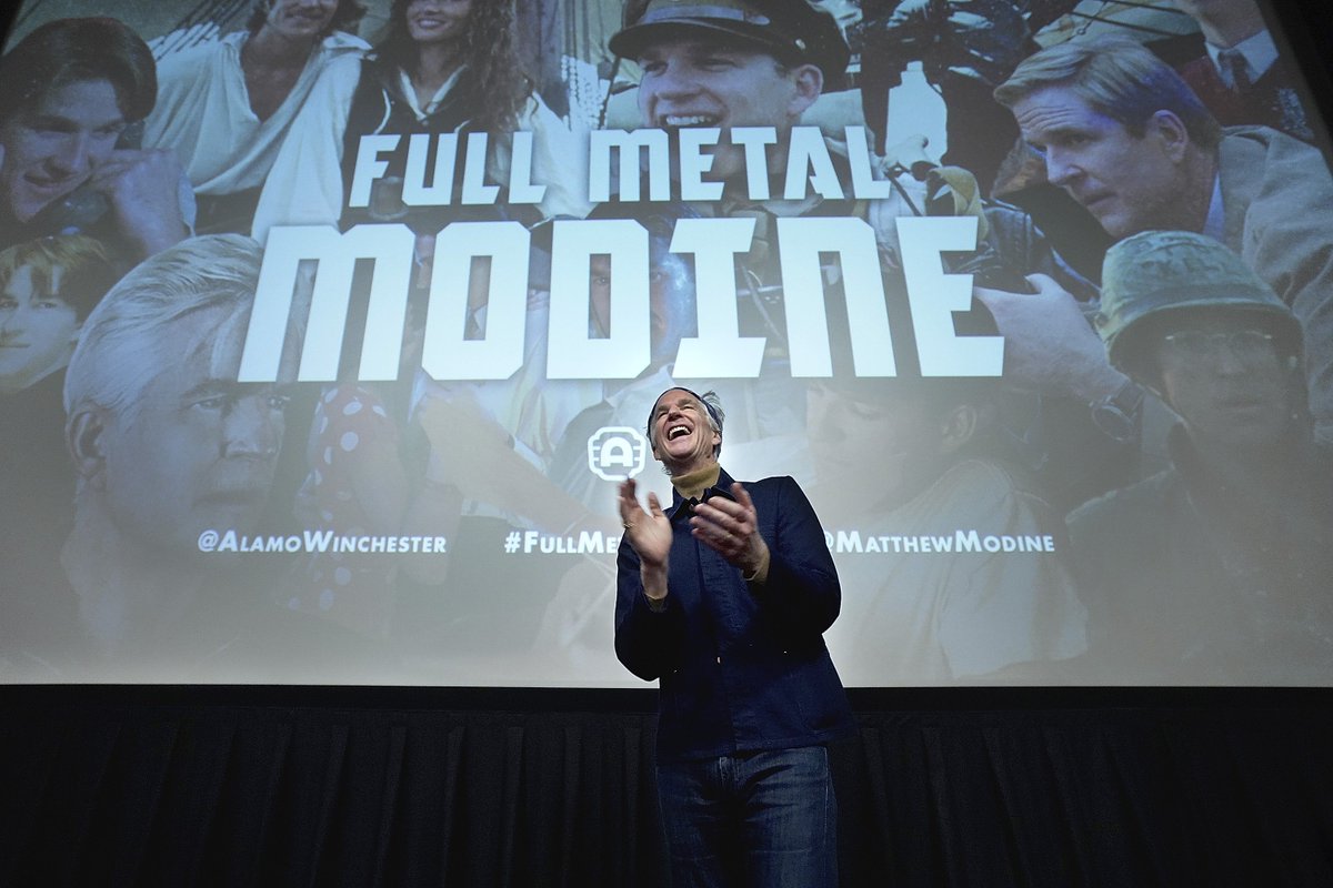 CinemaBandwagon's tweet photo. I've got @MatthewModine on the mind today, questioning what I should be doing with all this extra time - so I want to know, which was your favorite screening during #FullMetalModine? @ITMODcast @ehmkay @musegirl and everyone else! Tell me NOW! https://t.co/apENGiz5Vp
