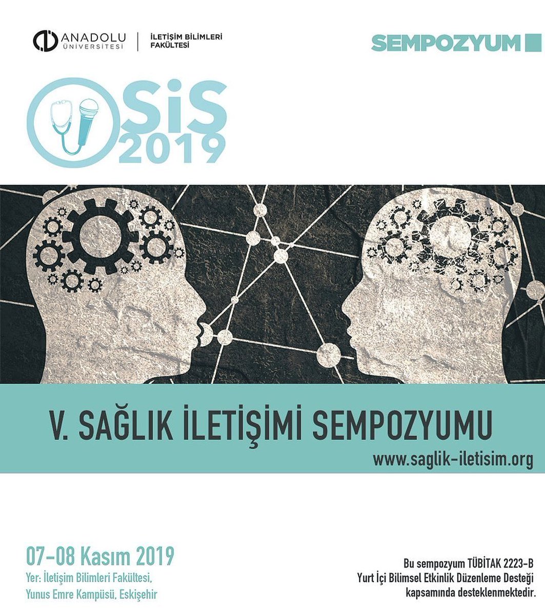 Anadolu Üniversitesi İletişim Bilimleri Fakültesi, 7-8 Kasım 2019 tarihlerinde bu yıl beşincisi gerçekleştirilecek olan Sağlık İletişimi Sempozyumu’na ev sahipliği yapacak. #anadoluüniversitesi #sis2019