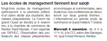 CCINantes's tweet photo. [#Enseignement]
✅ 1⃣2⃣0⃣0⃣ élèves attendus
✅ 2⃣2⃣ écoles de management  présentes
La @CCINantes accueille demain le 1er Forum Grand Ouest dédié aux étudiants de classes préparatoires, organisé par @APHEC_Twit, avec @audencia 👨‍🎓👩‍🎓 . Via @OuestFrance44 🗞️ https://t.co/z8WNSTx4fC