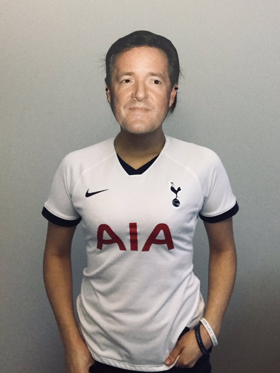 SpursyYT's tweet photo. I think we could all use some distractions right about now. So what do you think about my Halloween costume?! ๐คช๐๐
#COYS @piersmorgan #spursshirt https://t.co/m1jIc9odld