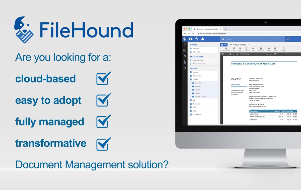FileHound's tweet image. Are you looking for an effective #documentmanagement solution to #transform your business? Get in touch if you are! filehound.co.uk #edms #workflow #transformation #bpm #filehound