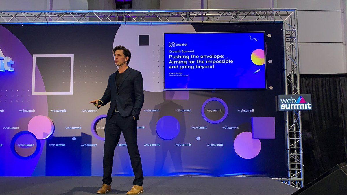 Unbabel's tweet photo. Our CEO @justvasco gave a keynote speech today at 
@WebSummit, dedicated to how the CEO should push the envelope to drive innovation. Empowering the Labs team at Unbabel, and expecting to be challenged, allowing them the space to fail while projecting a new future. https://t.co/u79qguPM8v