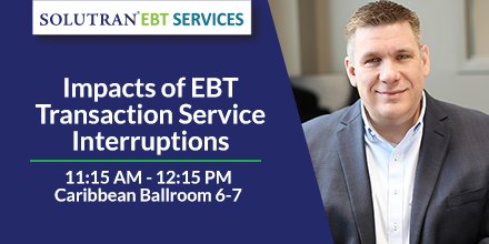 SolutranEBT's tweet photo. Join Solutran's Chief Technology Officer, Jason Prigge, in Caribbean Ballroom 6-7 from 11:15 AM - 12:15 PM as he moderates a discussion on the impacts of EBT transaction service interruptions and how to prepare for them. #EBT2019 https://t.co/kseEQpqk6J