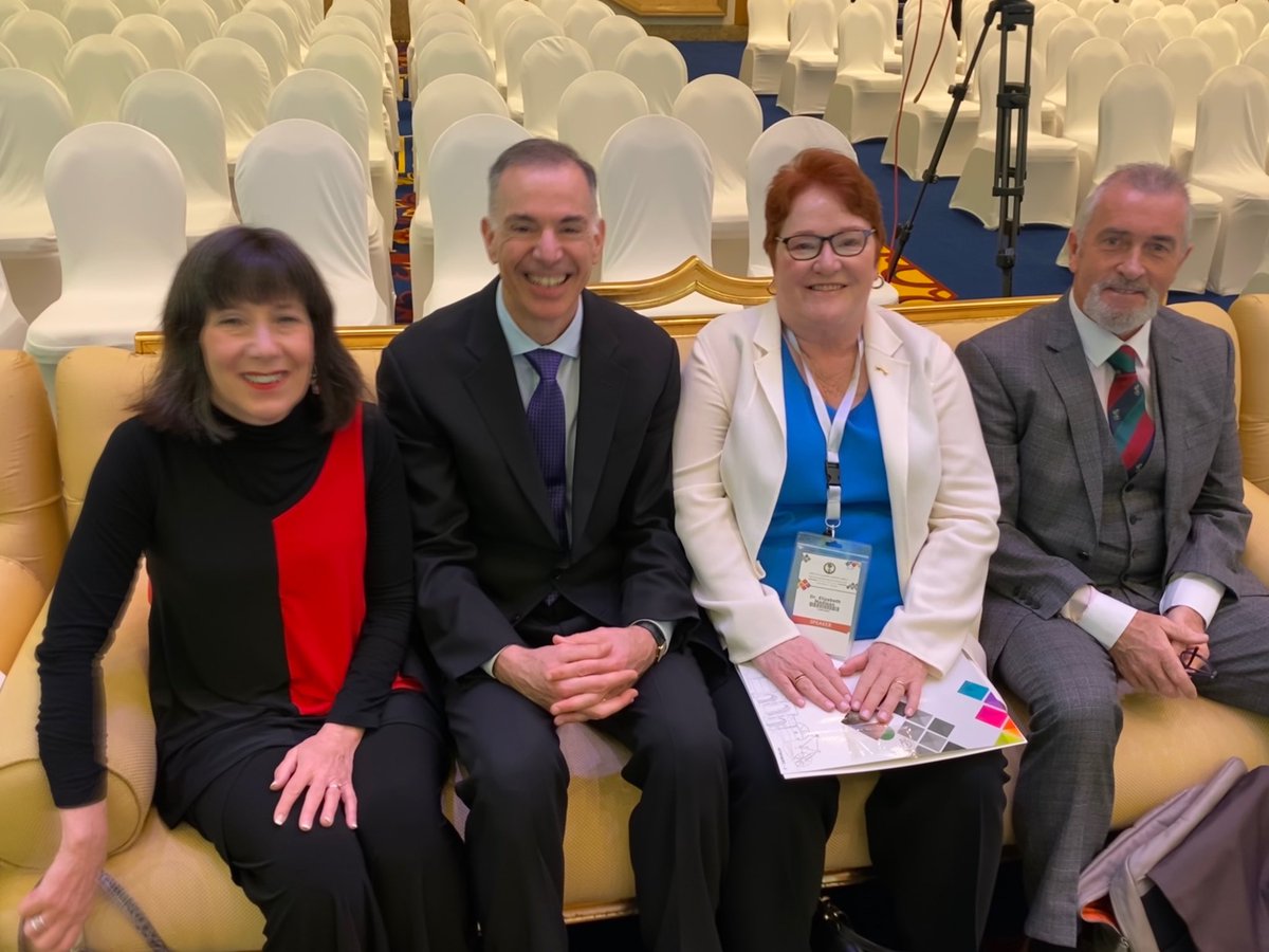 BethTigges's tweet photo. With @SigmaNursing colleagues-@RichardRicciar3 @Sigma_CEO and @ThomasKearns12 at @KFSHRC_J 9th International Nursing Conference—waiting for the opening ceremony @SedgeJMS @mustafabodrick @gwensherwood https://t.co/X6brTbQm98