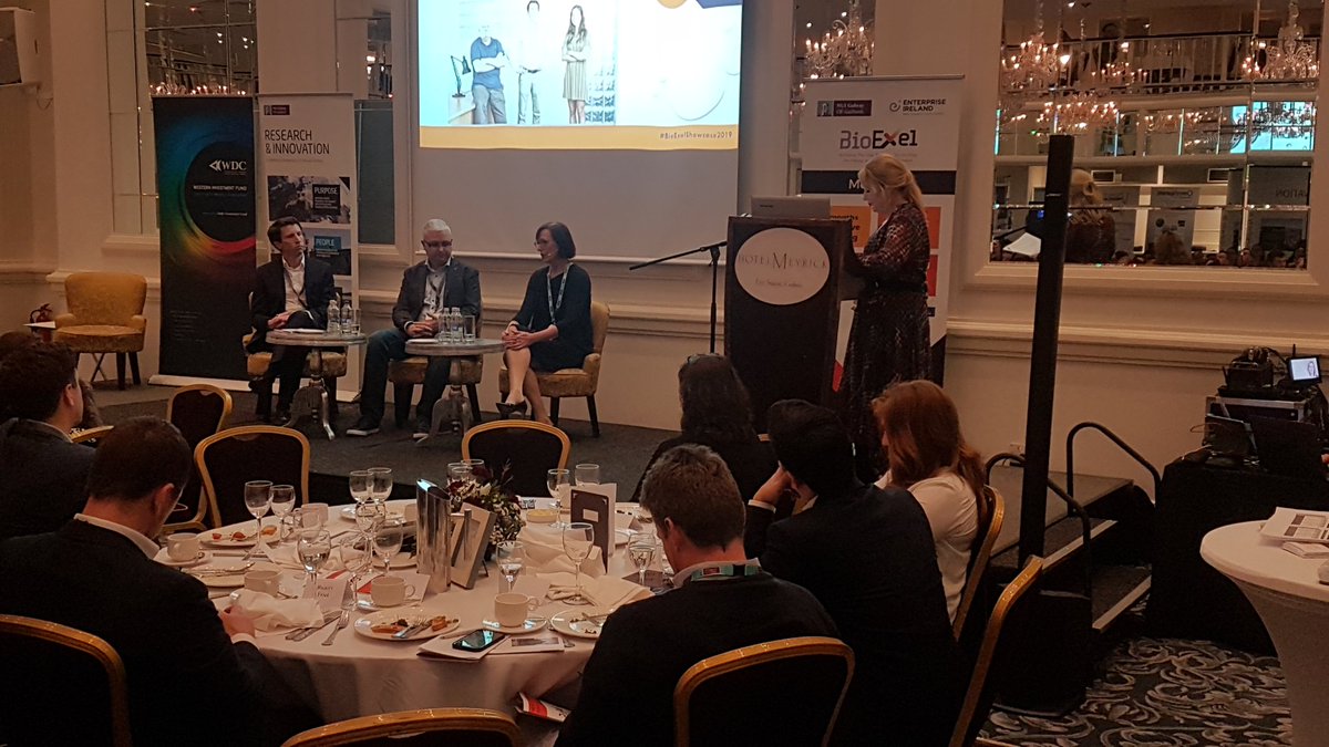 BioExel's tweet photo. Our first panel session of the day, "Impact of grant supports on fundraising strategies for start-ups", is chaired by Dr. @SandraGanly, with Dr. Imelda Lambkin (@Entirl), Tony O'Halloran (@AurigenMedical) and Dr. Brendan Boland (@lociortho) #BioExelShowcase2019 https://t.co/BWUp1vrugC