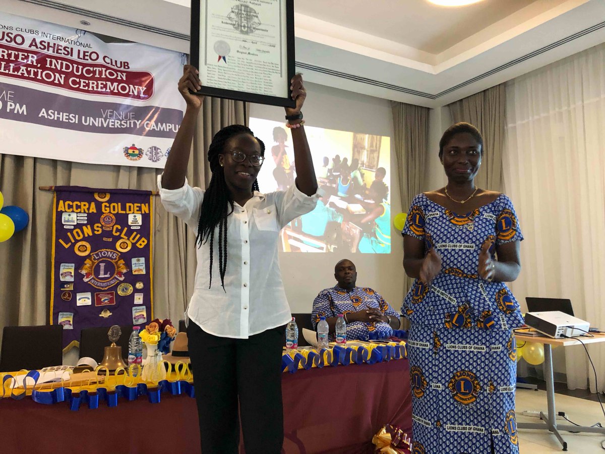 We were presented with our certificate of organization which was received by our charter President Leo Anita Boakye-Yiadom. We are extremely grateful for the support we received from the Accra Golden Lions club.
#OfficiallyChartered
#AshesiLeos
#WeServe
#District418
#GhanaLions