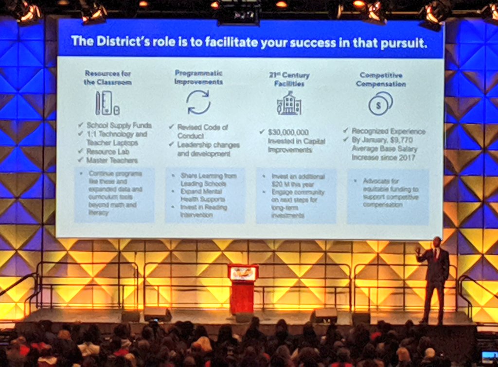 SteveDotEdu's tweet photo. Exciting day celebrating Detroit teachers and students at the #DPSCDRiseUp2019 PD day! Some scenes from @Dr_Vitti's rousing opening plenary. 🙌🎓🙌
#StudentsRise #DPSCDProud
#DPSCDTechIntegrate
#DetroitVsEverybody https://t.co/XanoVrEx5U
