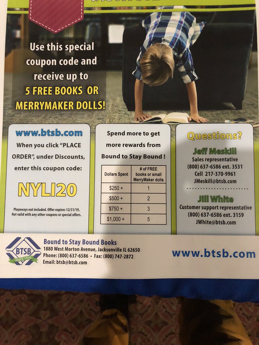 #NYCSLS19. Stop by the Bound to Stay Bound Books to pick up your coupon to receive up to 5 free books or 5 free merrymakers with your order