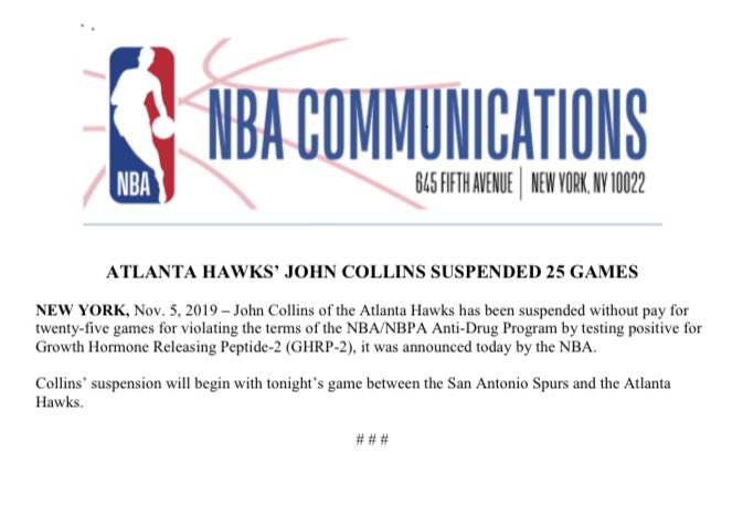 Atlanta Hawks' John Collins Suspended 25 Games EInpXquXsAERtt2