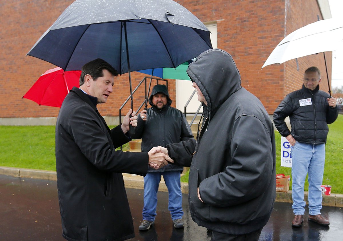 MQMulville's tweet photo. Mark Poloncarz greets voters at the Reserve Hose Fire House on Berg Rd in West Seneca on Tuesday, November 5, 2019.      (Mark Mulville/Buffalo News)   https://t.co/dI2BLkH310 https://t.co/35UkbwGfPA