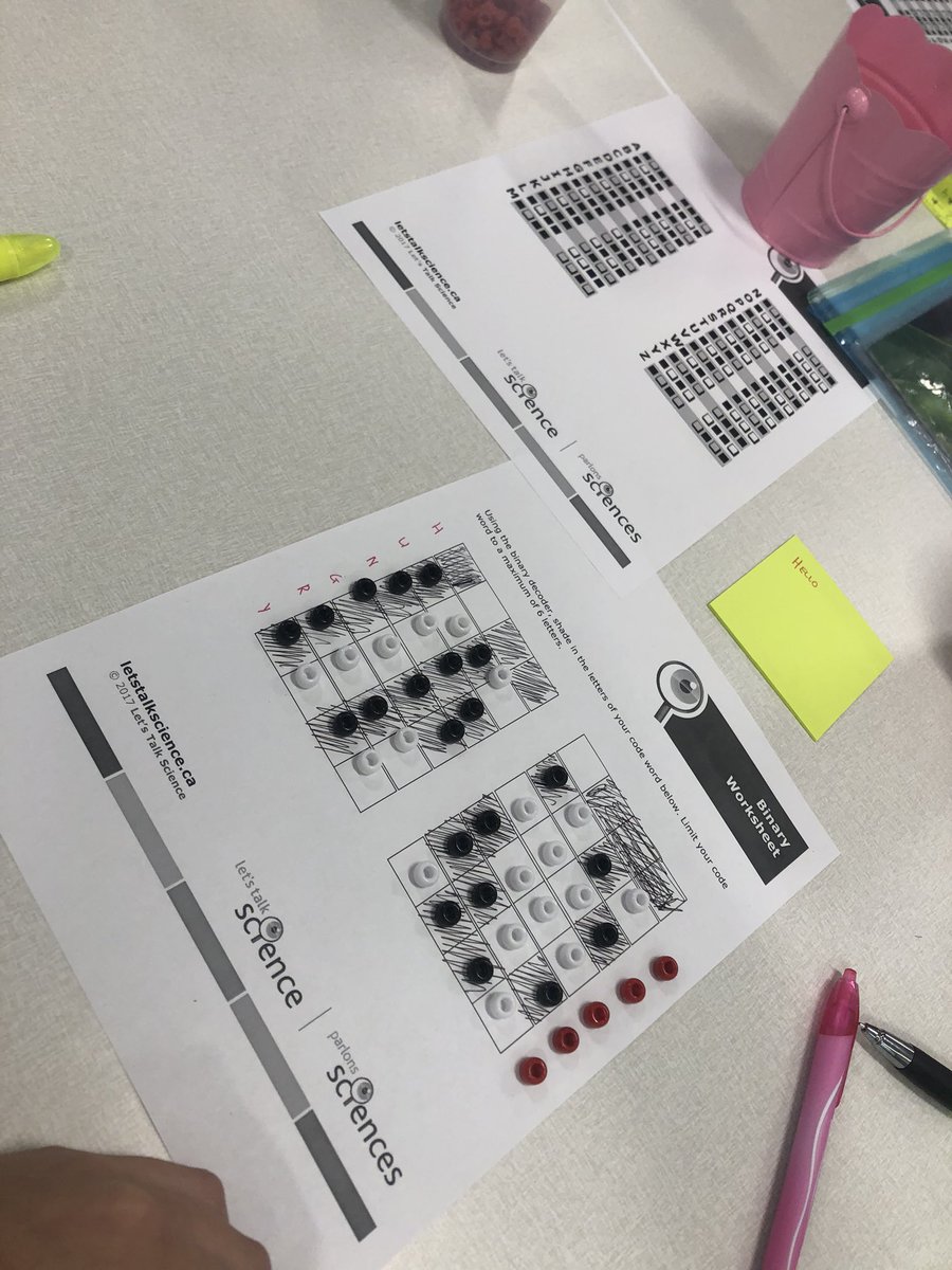 msparent1's tweet photo. Binary Decoding Activity in our PED 3111 class this morning such a great idea for students and patterning and sequencing.
@uOttawaEdu @MsCowan123 @Cowanmac @missmacdonald_j @Ms_SummerM @LetsTalkScience #cancode #DigitxLTS #Science #patterning #binarycoding https://t.co/ko0reQEJHG