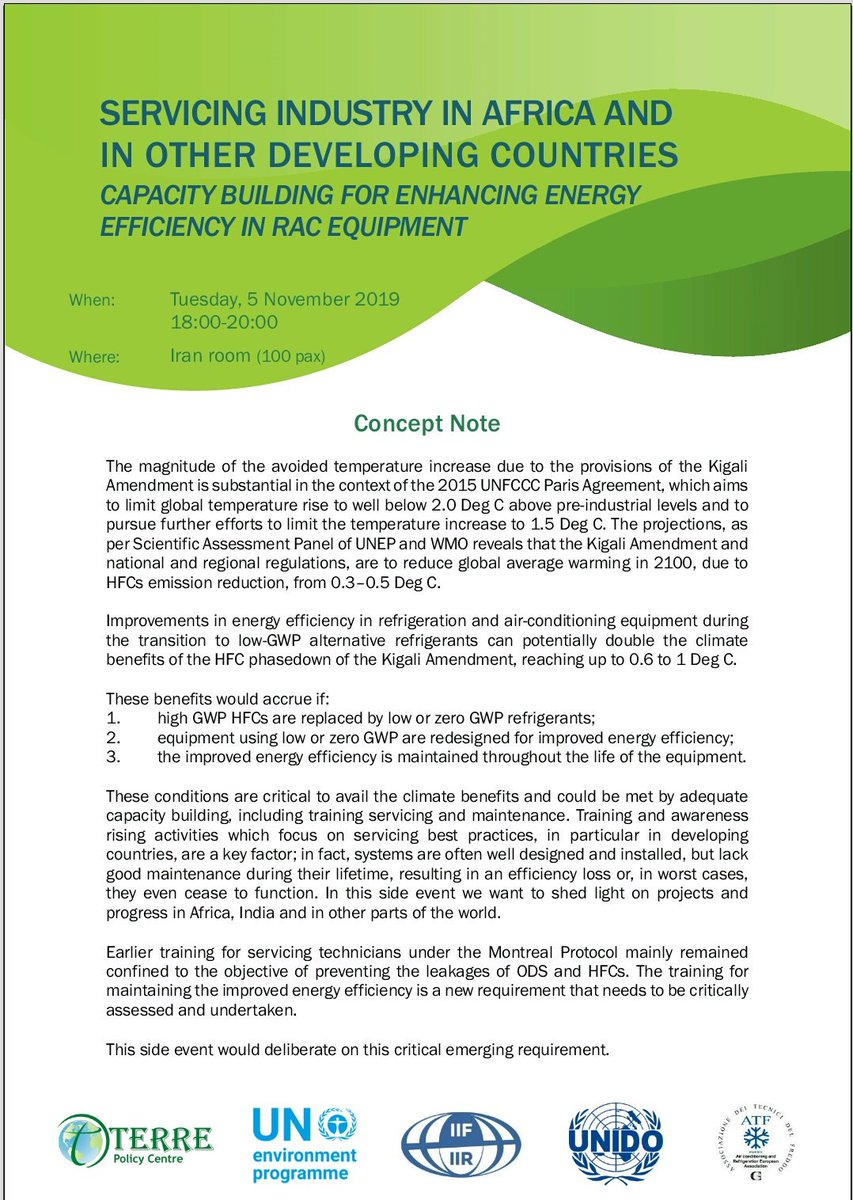 IIFIIR (@iifiir) on Twitter photo See you at today's side event on Servicing industry in Africa and in other #developingcountries at #MOP31 Iran Room at 6pm <a href="/centrogalileo/">Centro Studi Galileo</a> <a href="/UNEP/">UN Environment Programme</a> <a href="/Tecnici_Freddo/">Associazione ATF</a> <a href="/IIFIIR/">IIFIIR</a> See you at today's side event on Servicing industry in Africa and in other #developingcountries at #MOP31 Iran Room at 6pm <a href="/centrogalileo/">Centro Studi Galileo</a> <a href="/UNEP/">UN Environment Programme</a> <a href="/Tecnici_Freddo/">Associazione ATF</a> <a href="/IIFIIR/">IIFIIR</a>