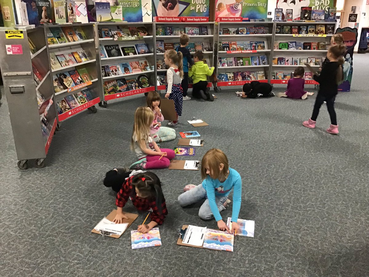 AprilsKinders's tweet photo. Stop by the Scholastic Book Fair while you’re at conferences! The kids are writing down the titles of their favorite books on their Scholastic Book Fair Wish Lists 💜📚 #LoveReading https://t.co/gGyGKz01mP