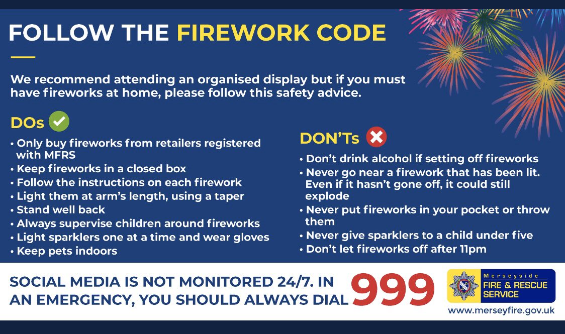 AlsopHighSch's tweet photo. Please stay safe this Bonfire Night #thefireworkcode #staysafe https://t.co/8pUinzRlxL