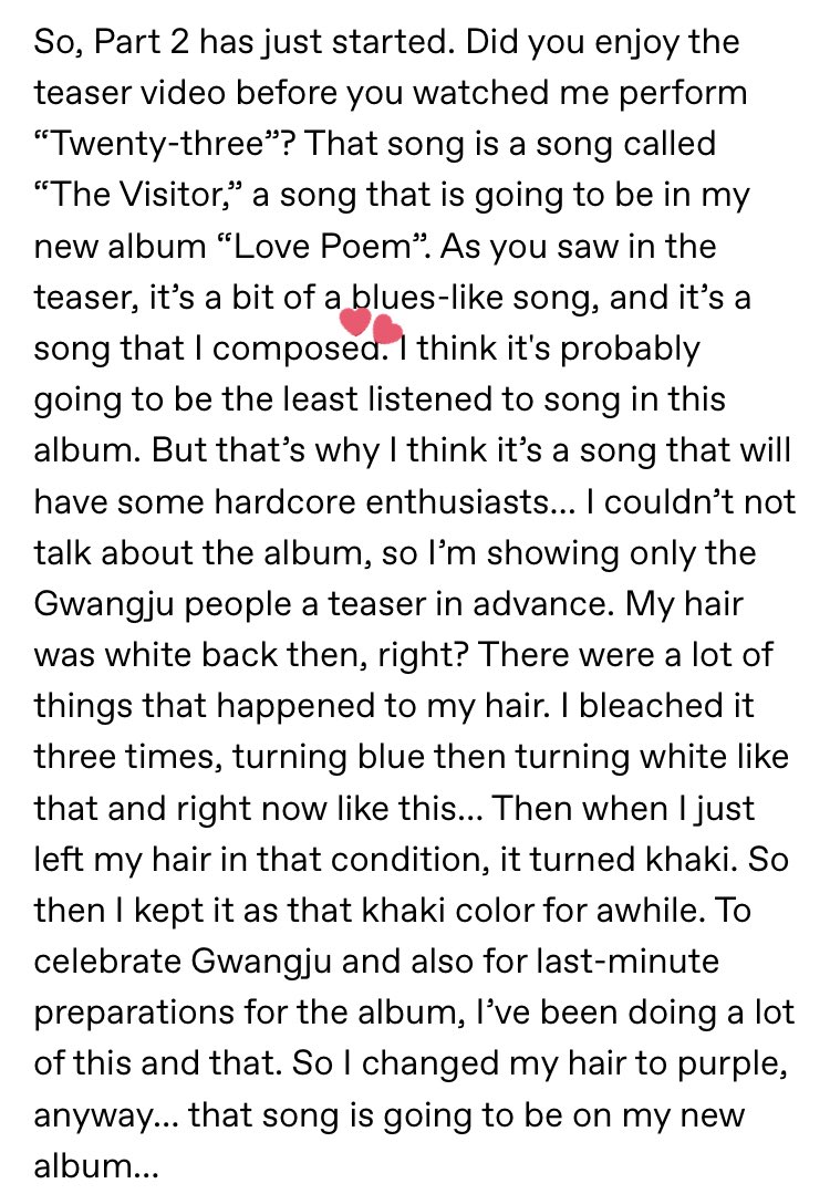 IUteamstarcandy's tweet photo. [TALK] 191102 IU talking about ‘The Visitor’ and her new album during the Gwangju concert 

https://t.co/2LT3kdLlQm https://t.co/KJoV7PbIl0