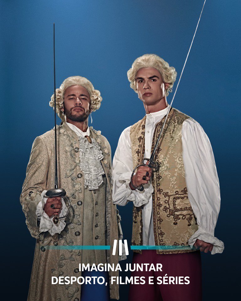 agencianrsports's tweet photo. @neymarjr e Cristiano Ronaldo juntos em 2019 na campanha "Imagine tudo o que vai ver", da operadora @MEOpt de Portugal. 📶📡Curtiram?
#NRSports #ad #Neymar #NeymarJr #MEO #MEOpt #Altice #Cristiano https://t.co/nXweKKxejT