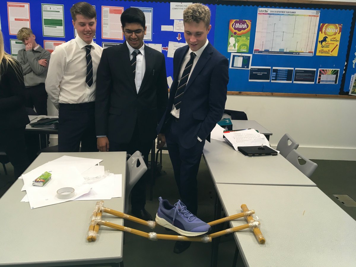 MillfieldBusSt's tweet photo. The latest team challenge for Unit 9 Team Building in Business was to build a pasta bridge to support the weight of a shoe #teamwork #pastabridge @MillfieldSenior @BTECStudents https://t.co/Pyh14Vfnw1