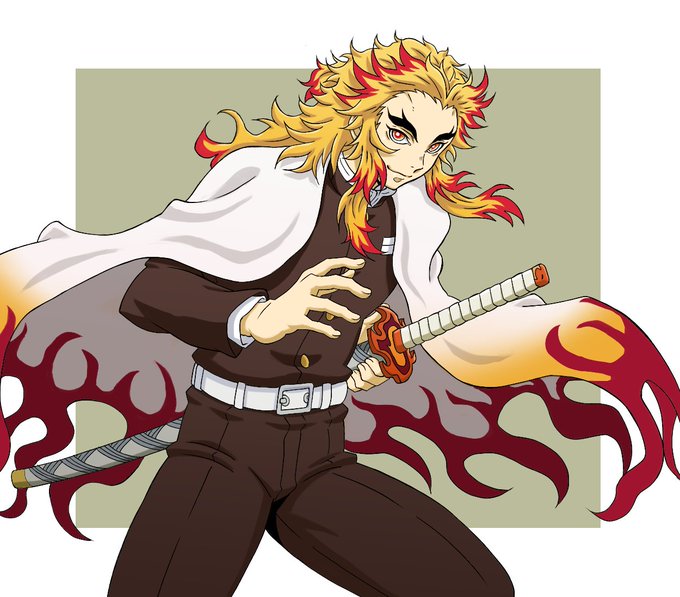 ku2さんがTwitterに投稿した煉獄杏寿郎(鬼滅の刃)のイラスト。