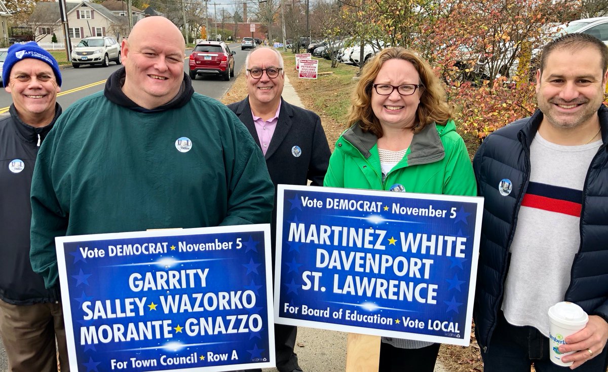 AFT Connecticut (@aftct) on Twitter photo This morning #AFTCT leaders stood w/#AndRUnion, #CTAAGUnion, #ColchesterTeachers, #UniversityHealthProfessionals member #Election2019 candidates, showed #GlastonburyCT, #EastHtfd, #PlainvilleCT voters “labor is your neighbor.” #AFTVotes <a href="/AFTunion/">AFT</a> <a href="/AFTteach/">AFT TEACH</a> <a href="/AFTHealthcare/">AFT Healthcare</a> <a href="/AFT_PE/">AFT Public Employees</a> This morning #AFTCT leaders stood w/#AndRUnion, #CTAAGUnion, #ColchesterTeachers, #UniversityHealthProfessionals member #Election2019 candidates, showed #GlastonburyCT, #EastHtfd, #PlainvilleCT voters “labor is your neighbor.” #AFTVotes <a href="/AFTunion/">AFT</a> <a href="/AFTteach/">AFT TEACH</a> <a href="/AFTHealthcare/">AFT Healthcare</a> <a href="/AFT_PE/">AFT Public Employees</a>