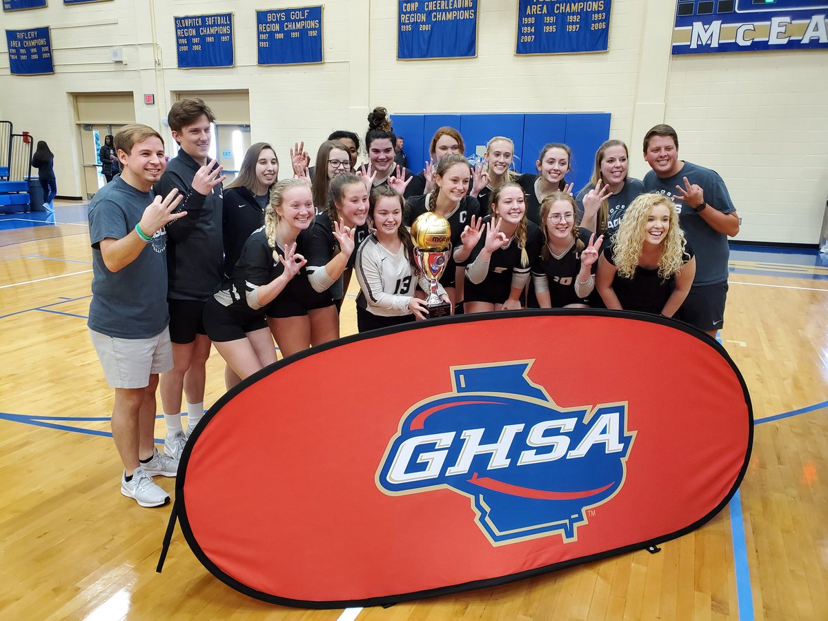 CoosaHighSchool's tweet photo. The Floyd Athletes of the Week for Coosa this week are the members of the three-time State Champion Lady Eagles Volleyball team!  Great work, and job well done to the coaches and players! @FloydMedical @FloydCoSchools https://t.co/uQlweK4FQU