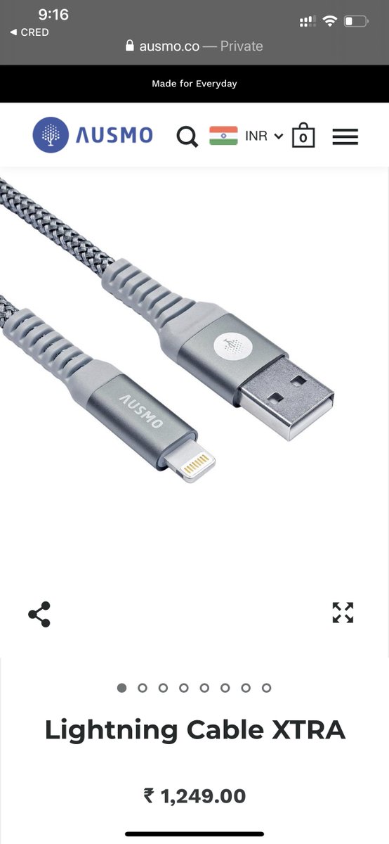 madhuusv's tweet photo. Burn 30k points on #Cred to get ₹900 off on #ausmo #Iphone cable which costs ₹1299 on #Ausmo own website where as @amazonIN sells same cable for ₹799... now who is fooling who?? @AusmoCo https://t.co/3HxP5dEkap