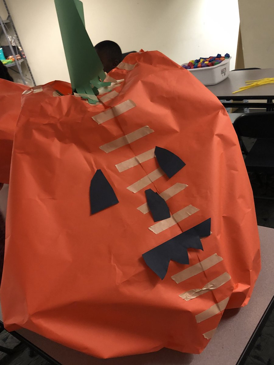 Halloween STEAM challenge was such a blast! Students read The Biggest Pumpkin Ever and then had to collaborate to build the biggest pumpkin most pumpkin-y pumpkin using  6ft of paper, scissors and tape!