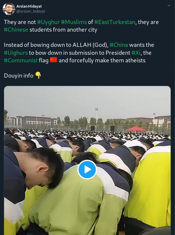 This is nothing to do with Uyghur people or Xi Jinping or atheism or whatever, it's high school students giving thanks for their teachers before they take their university entrance exams.