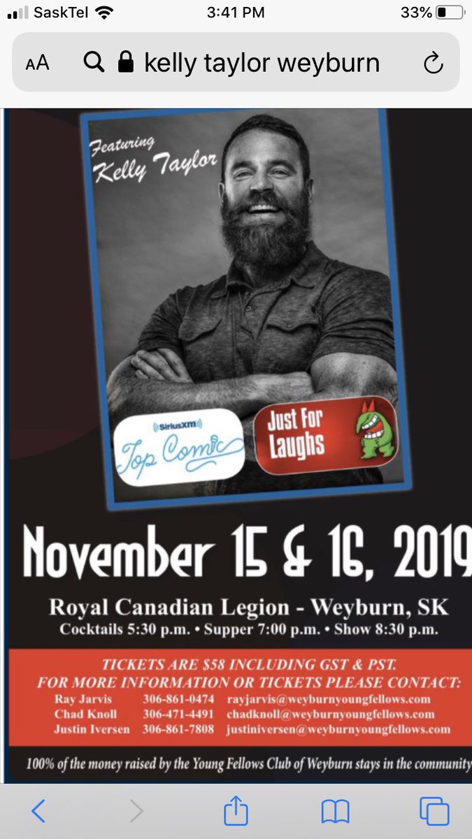 Seen this guy open for Gerry Dee, was great!  I got my tickets.  ⁦<a href="/TicTaylor/">Kelly Taylor</a>⁩ ⁦<a href="/YFCWeyburn/">Young Fellows Club of Weyburn</a>⁩