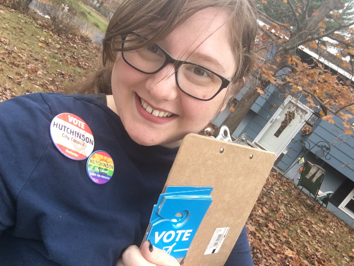 AshleyOnward's tweet photo. Yesterday: talking to voters in Manchester about @MayorJoyceCraig 

Today: talking to voters about Tom Clancy in Dover and @JDHutchinson34 in Rochester! 

BUT HAVE YOU VOTED TODAY?!

#ButFirst2019 #GOTV #NHPolitics @NHDems https://t.co/cXijfu97TB