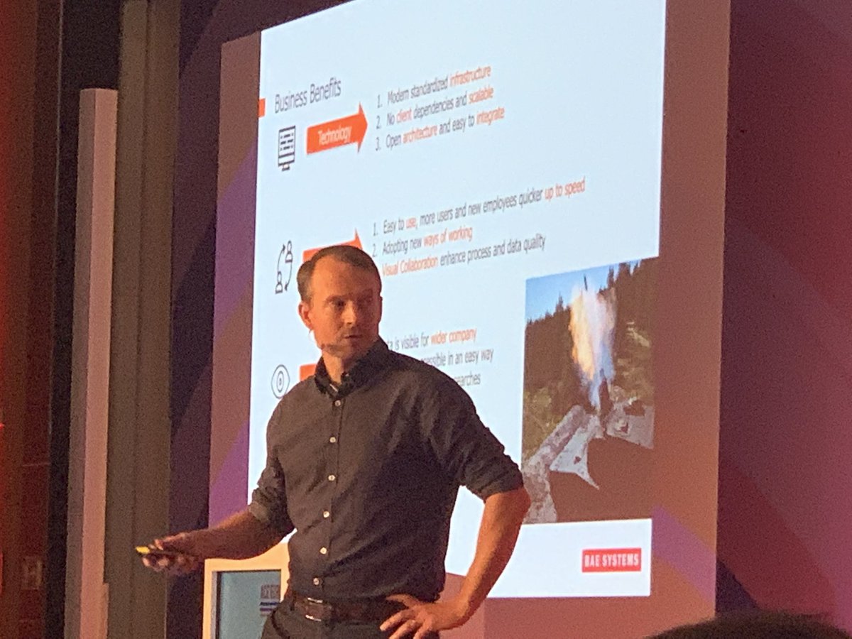 MarcL_'s tweet photo. BAE Systems business benefits of @ArasPLM @aras_plm <23 million objects migrated #ACEcon19 https://t.co/FqVAmfWkAD