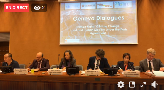 GENetwork's tweet photo. We are live at #PalaisdesNations for the #ClimateRightsDialogues with @UNHumanRights, @ciel_tweets & @Earthjustice, reflecting on the importance of addressing #HumanRights in #ClimateAction, with a focus on #land & human mobility, ahead of #COP25.
🎥https://t.co/Tfzbn5XWIP https://t.co/8osy02sxza