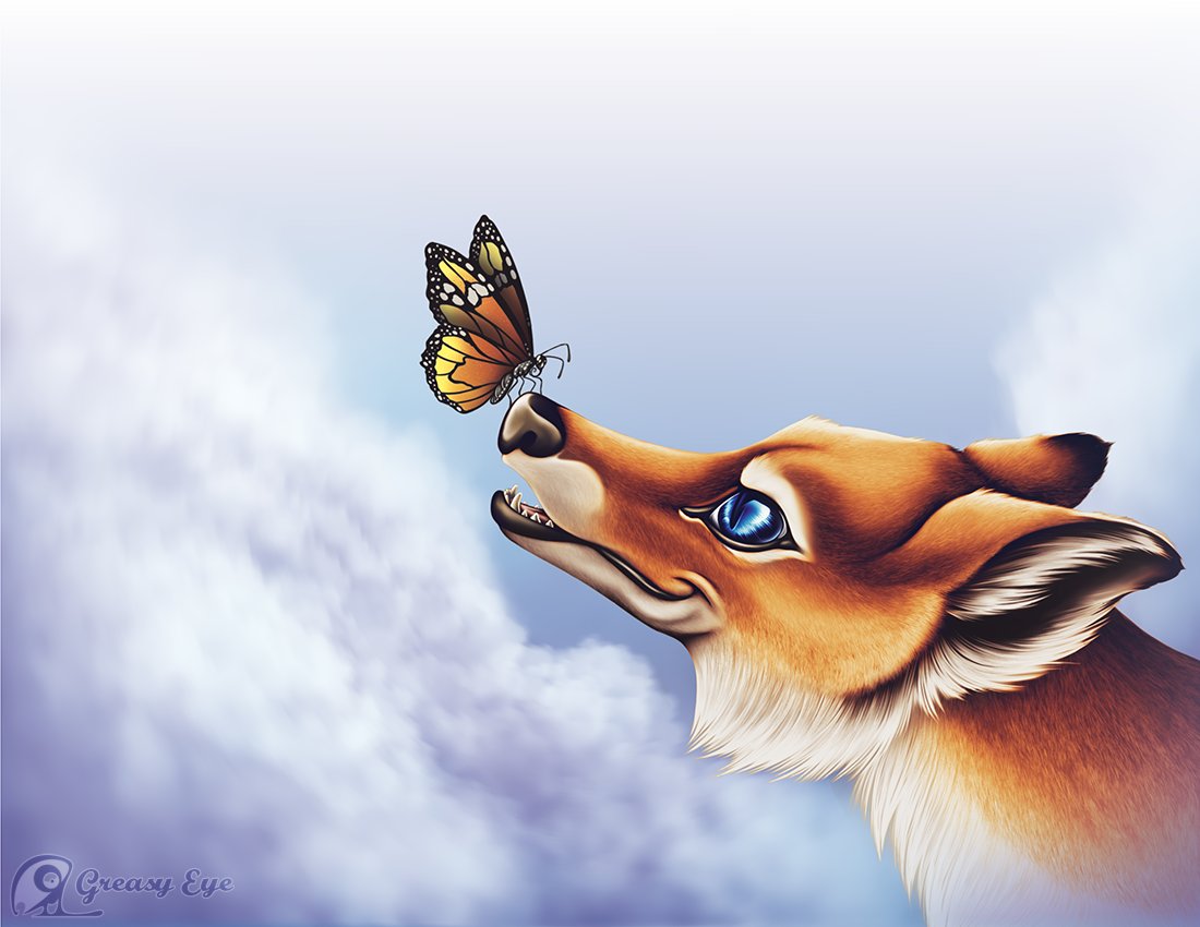 This is the second piece I made using Aaron Blaise's fur brushes (First one being the wolf with roses), they are lovely.